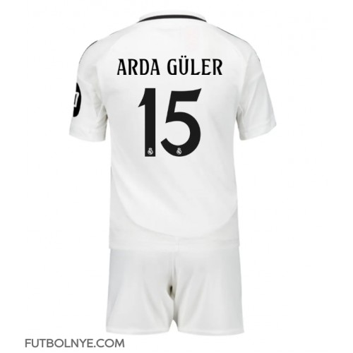 Camiseta Real Madrid Arda Guler #15 Primera Equipación para niños 2024-25 manga corta (+ pantalones cortos)